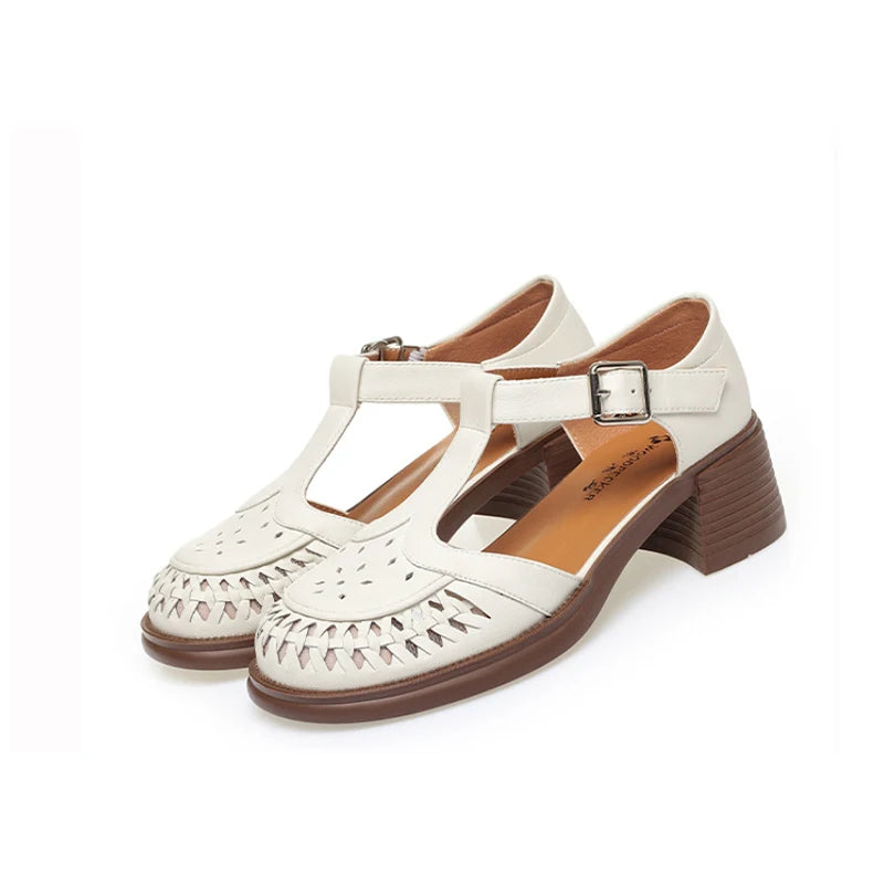 Roman Sandals Summer Shoes Women Bag-toe Hollow Single Woven Pig Cage Zpaxo