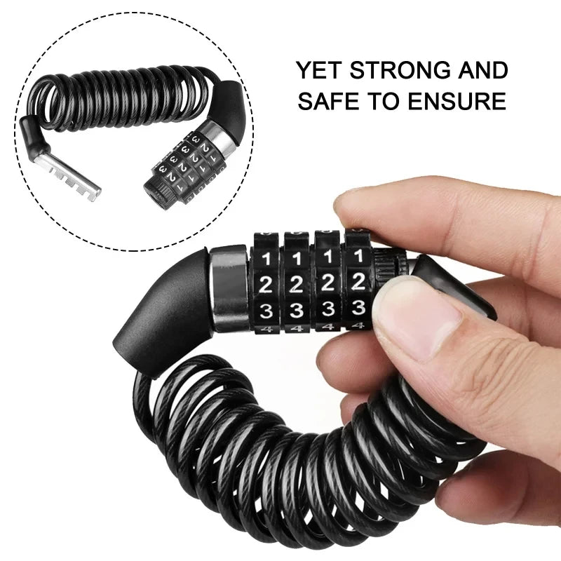 Mini Durable Classic Helmet Lock Chain 4 Digit Password Combination Portable Bike Motorcycle Anti-theft Cable Lock Stitch Motor Zpaxo