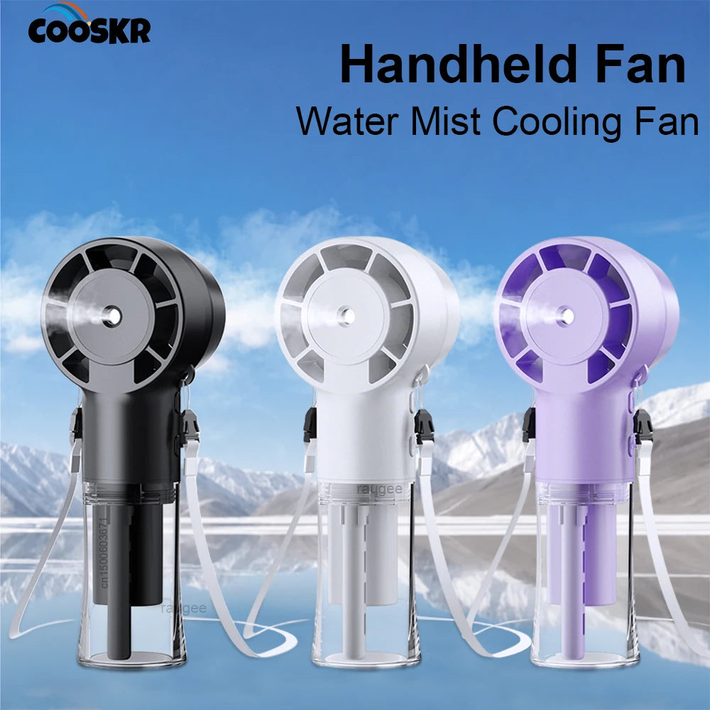 Portable Water Mist Fan Humidifier Rechargeable 4 Wind Speed Hanging
