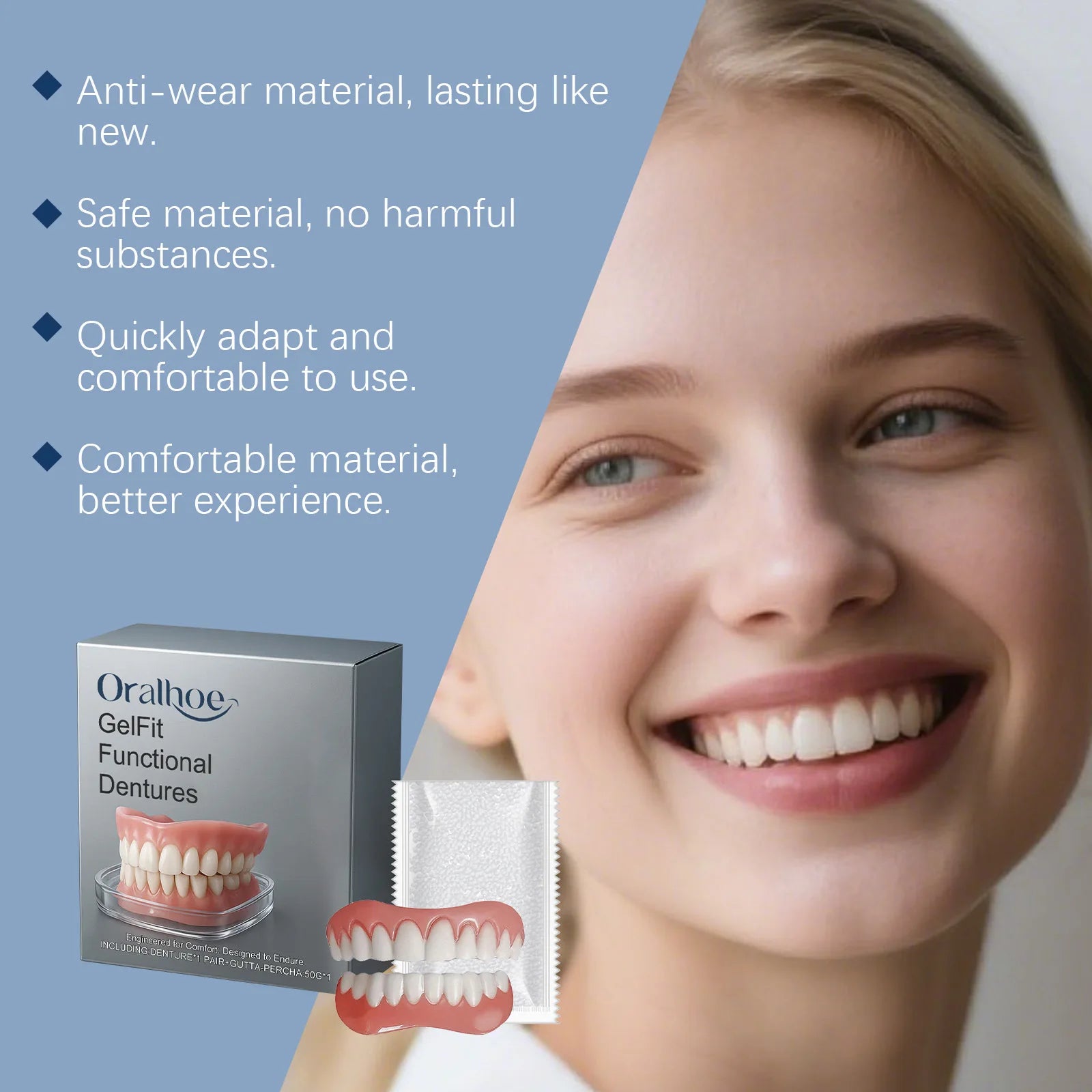 Silicone Veneer Teeth Kit – Fill Tooth Gaps, Upper & Lower Set Cosmetic Dental Veneers Zpaxo