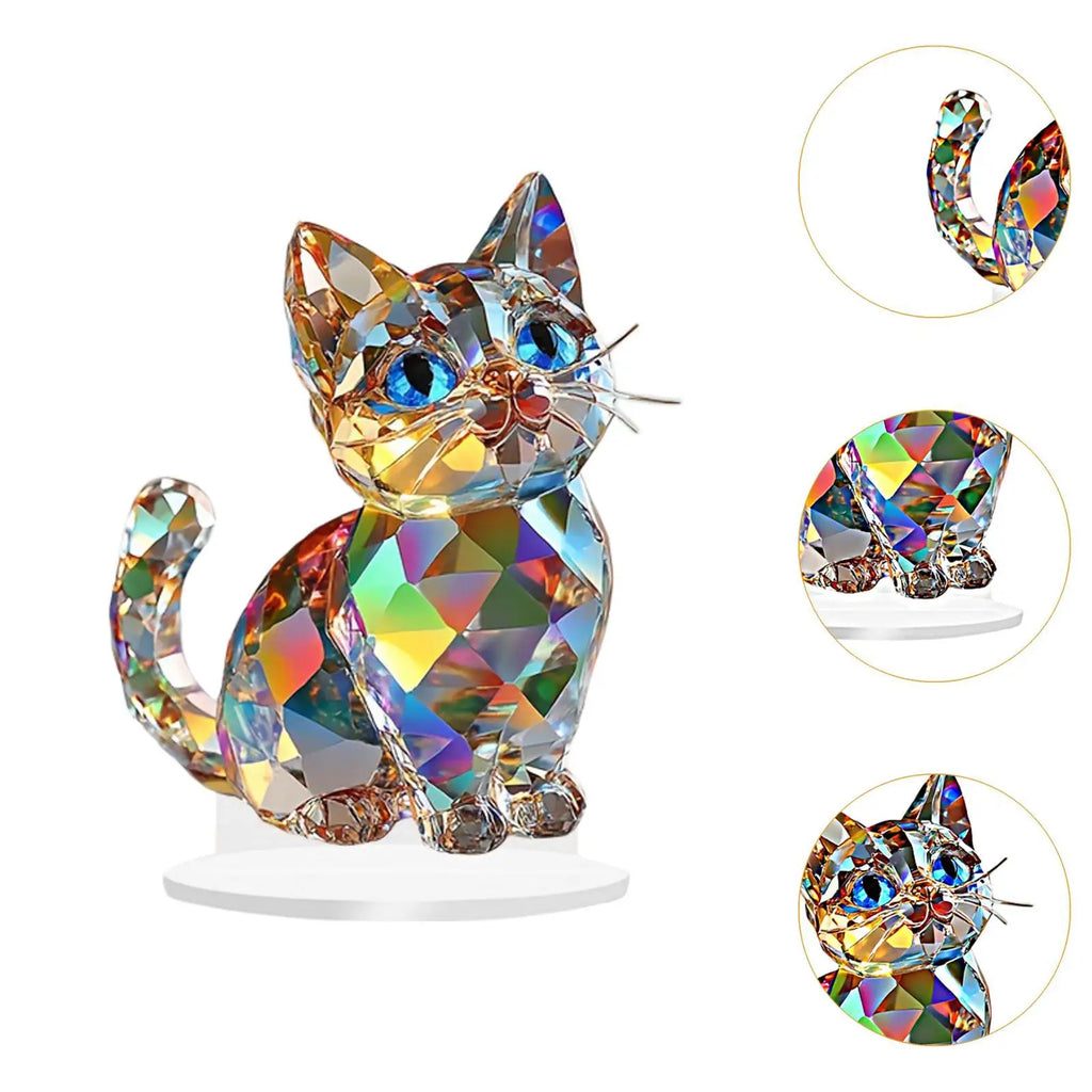 Miniature Acrylic Cat Statue – Modern Kitten Figurine Decor Cat Figurine Decor Zpaxo
