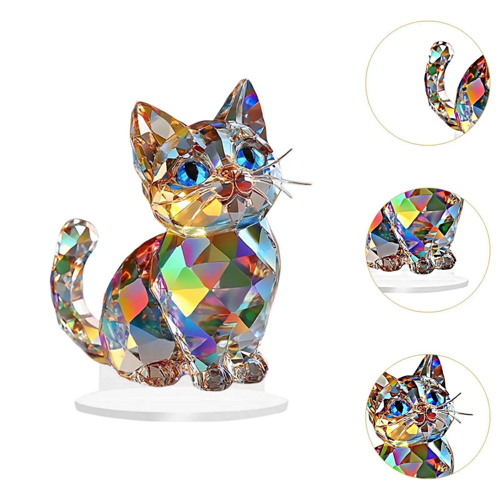 Miniature Acrylic Cat Statue – Modern Kitten Figurine Decor Cat Figurine Decor Zpaxo