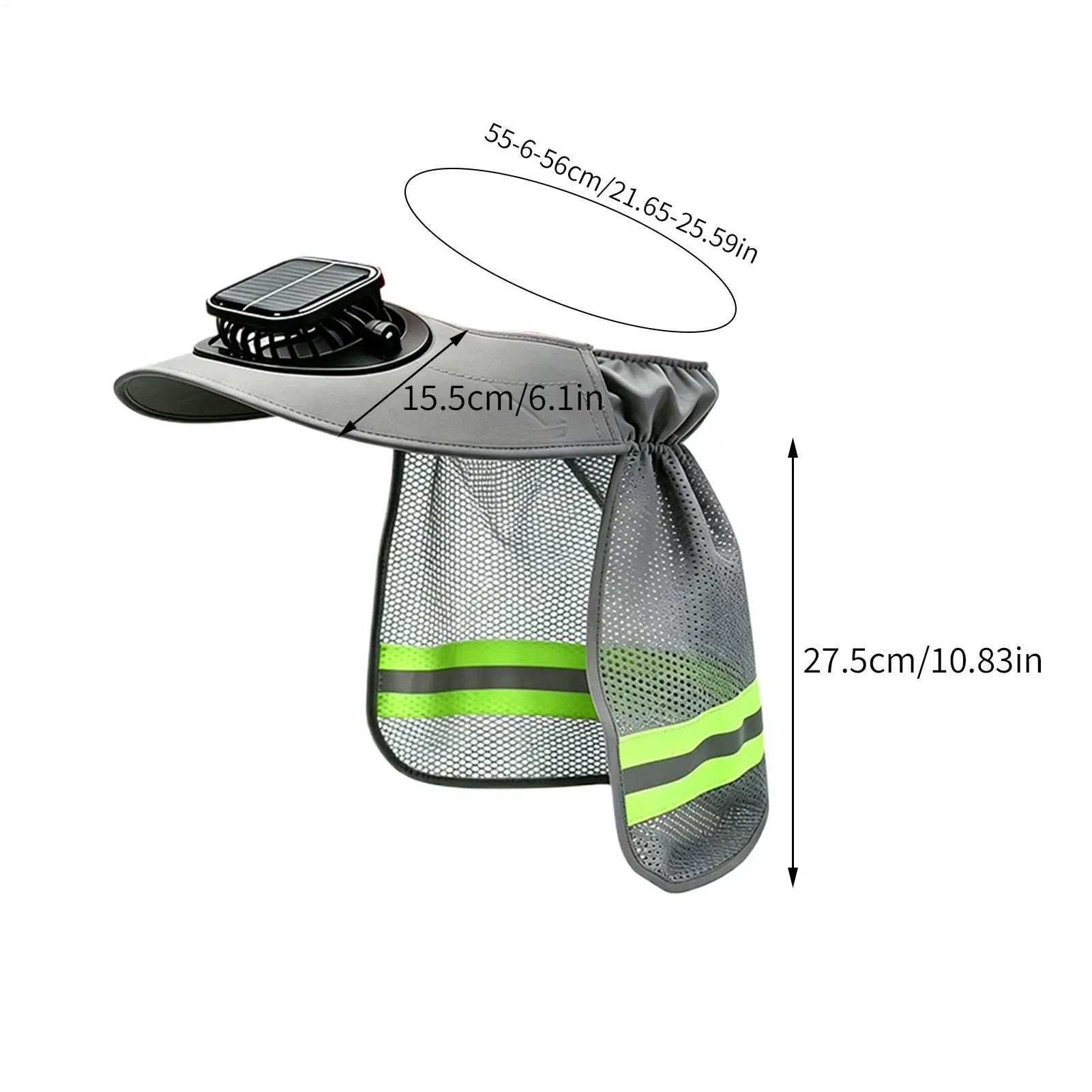 Solar Fan Hard Hat Sun Visor Helmet Shade Cooling Neck Shield Wide