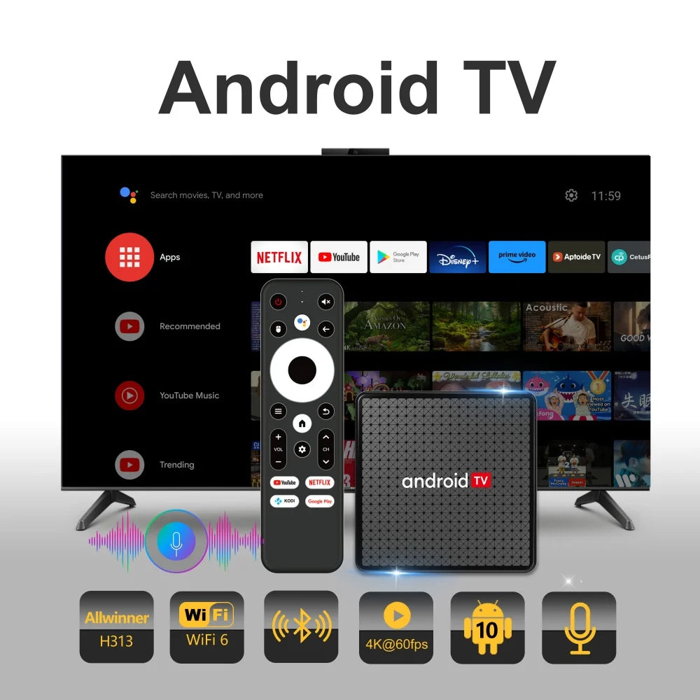 Wudung X5 TV Box AndroidTV Allwinner H313 4K HD Wifi HDR Portable Zpaxo
