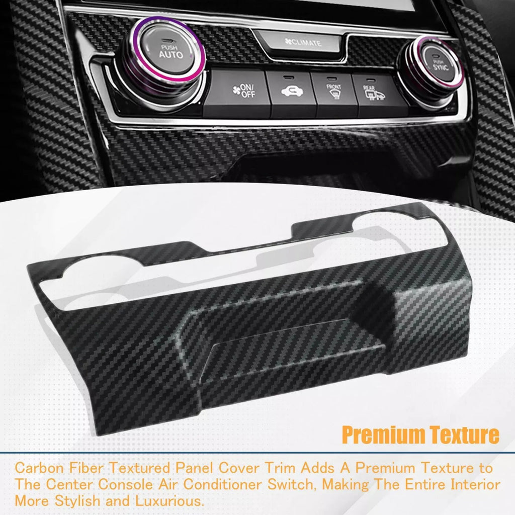 1Pc Vehicle Carbon Fiber Inner Central Console AC Switch Panel Cover Trims Replacement For Honda Civic 2016-2021 Car Accessories