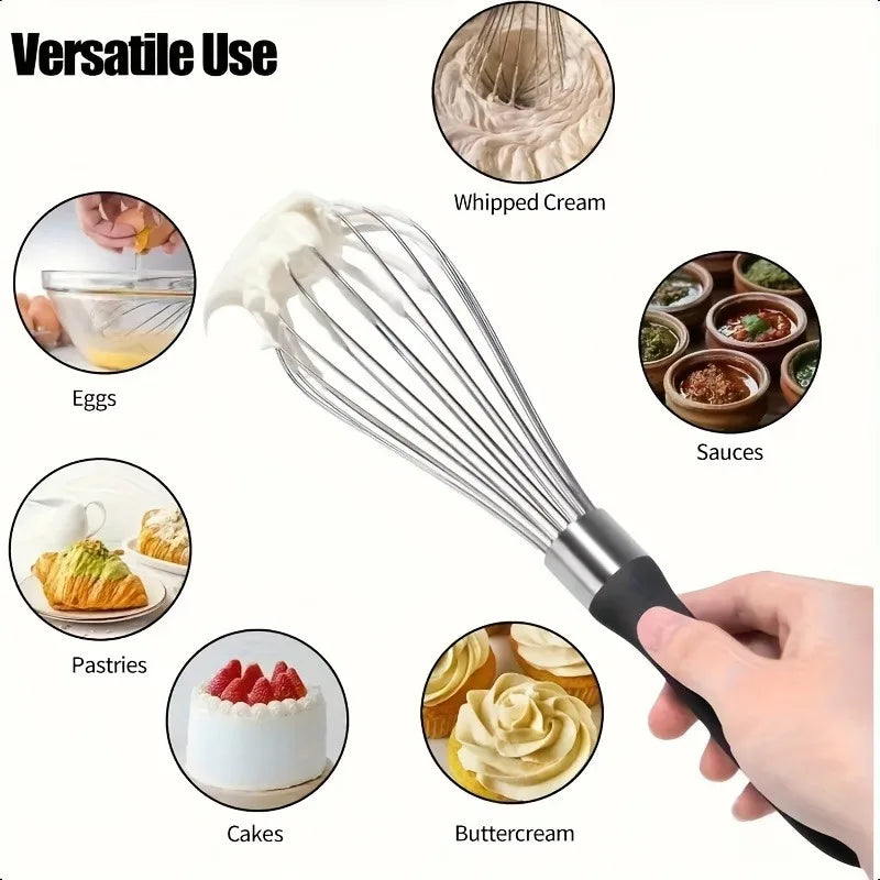 Stainless Steel Balloon Whisk Soft Silicone Handle Durable Cooking