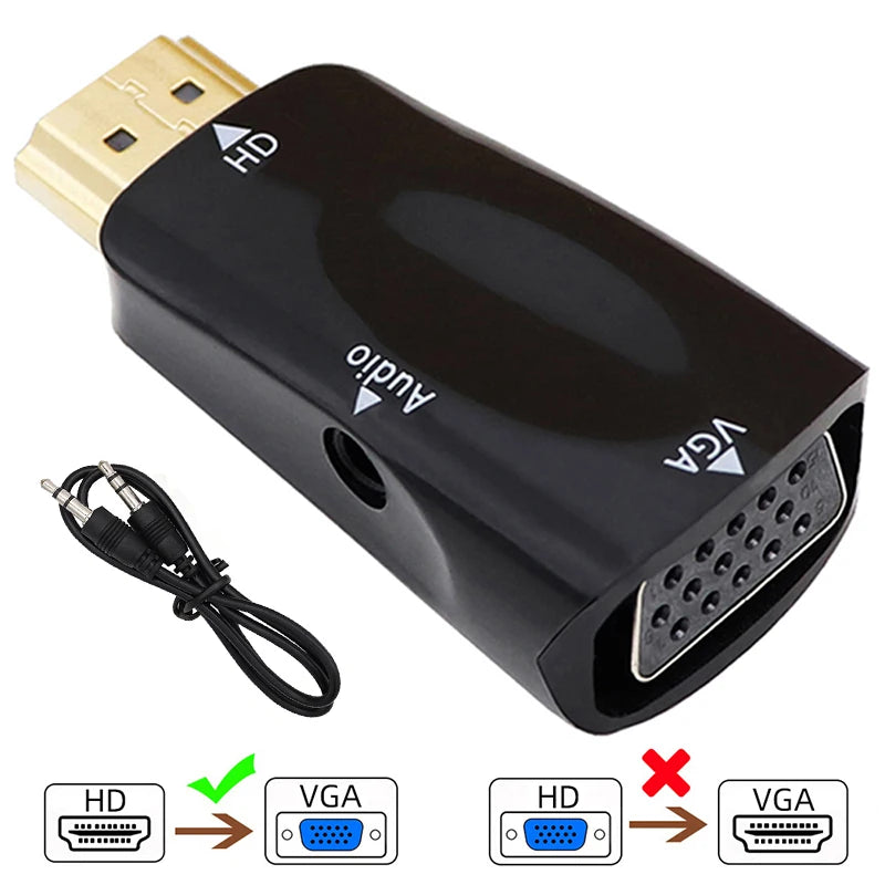 HDMI-compatible Male To VGA Female Adapter Full HD 1080P Audio Cable Converter For PC Laptops TV Box Computer Display Projector Zpaxo