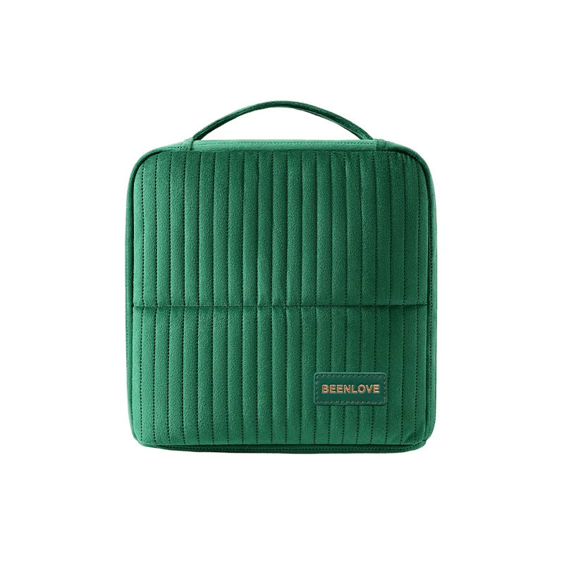 Autumn and Winter Dutch Fleece Multi Compartment Storage Foreskin Label Makeup Bag with Large Capacity and Standing Makeup Bag Zpaxo Green