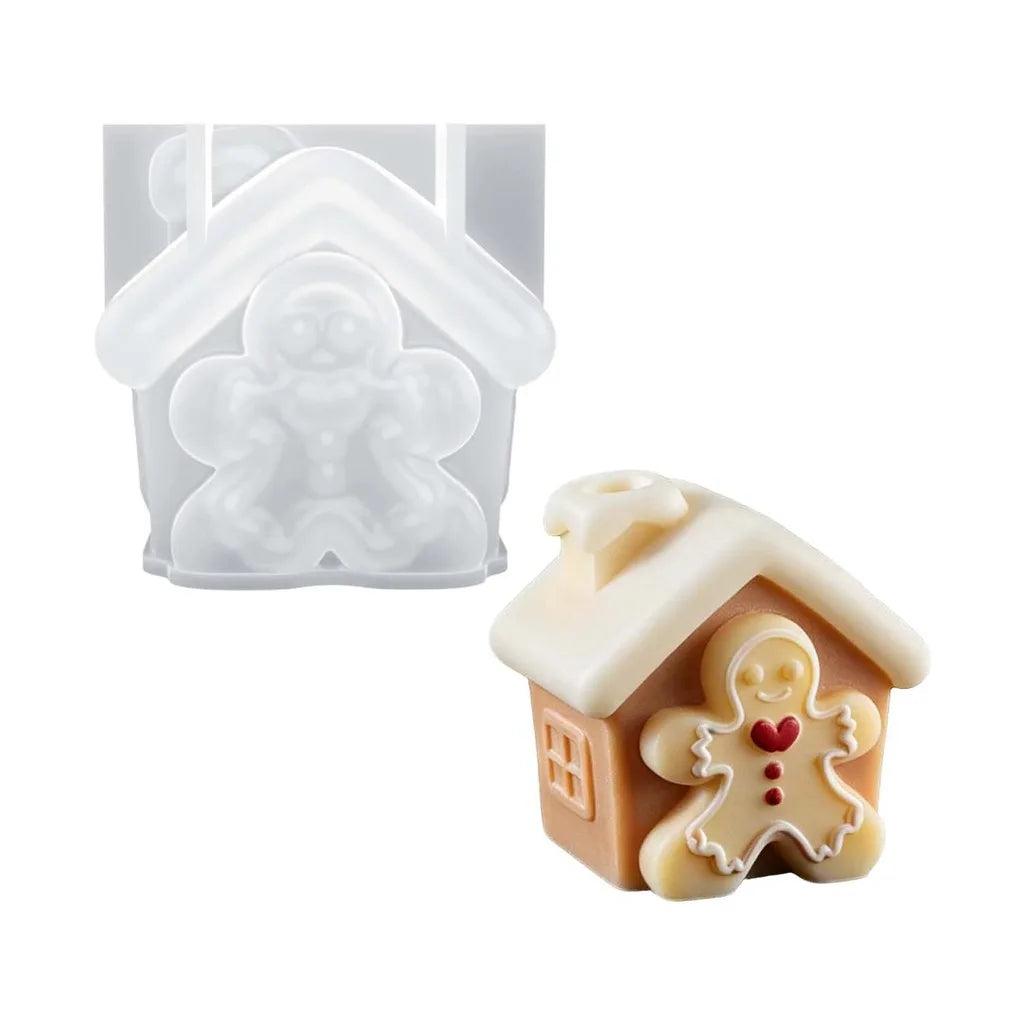 3D Gingerbread House Silicone Mold – Christmas Candle & Craft