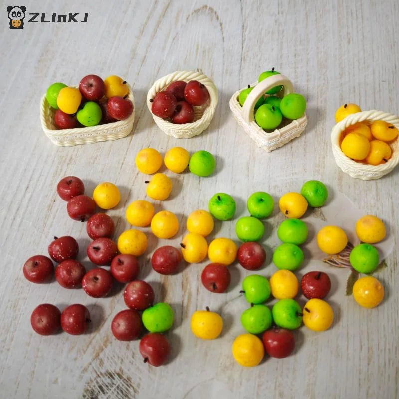 ▶5Pcs Mini Simulated Little Apple Doll Accessories Toys 1/12 Dollhouse Miniature Food Play Scene Decoration Zpaxo