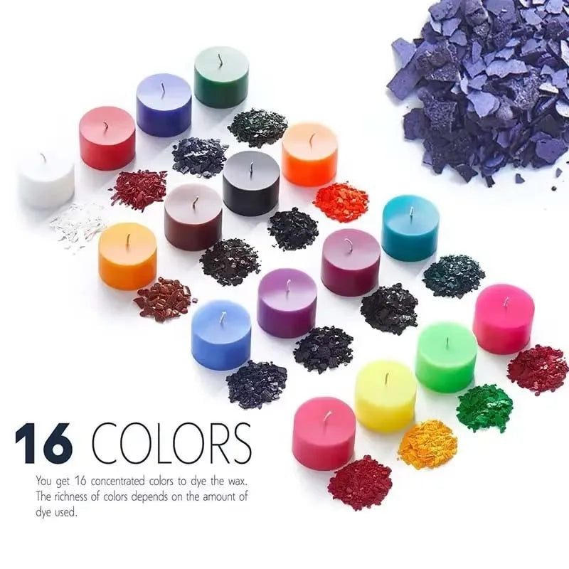 Candle Dye Wax Color Chips – 16 Colors x 5g | Soy & Paraffin Candle Making Dye Zpaxo 16 Colors Set S