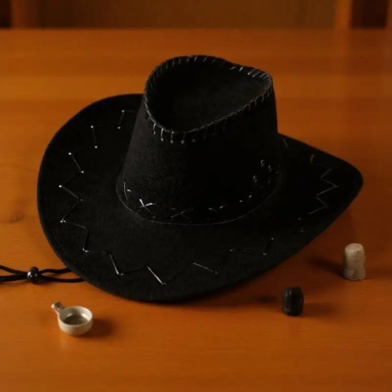 Women Men Cowboy Hat Western Suede Cowgirl Hats Fashion West Fancy Zpaxo Black