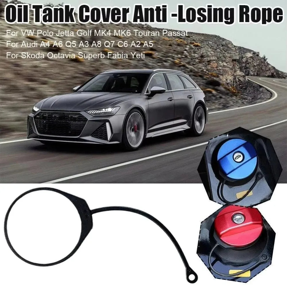 Black Car Fuel Tank Cap Rope Durable Anti-lost Design Anti Loss Cord Zpaxo
