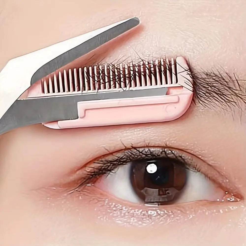 with Comb Eyebrow Trimmer Stainless Steel Multifounction Eyebrow Trimming Scissors Ultra-Smooth Brow Trimmer Makeup Tool Zpaxo