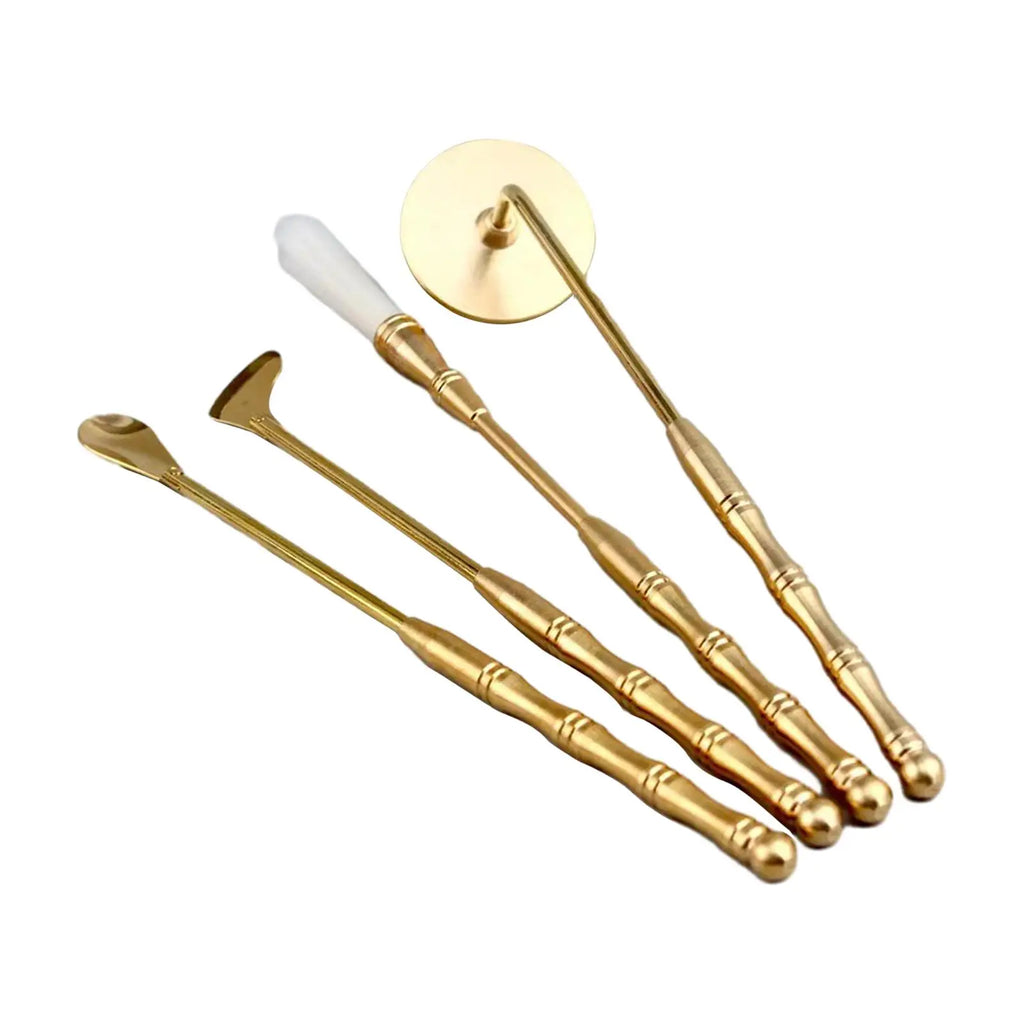 4-Piece Brass Incense Making Set – Ash Press, Spoon & Brush Incense Making Kit Zpaxo