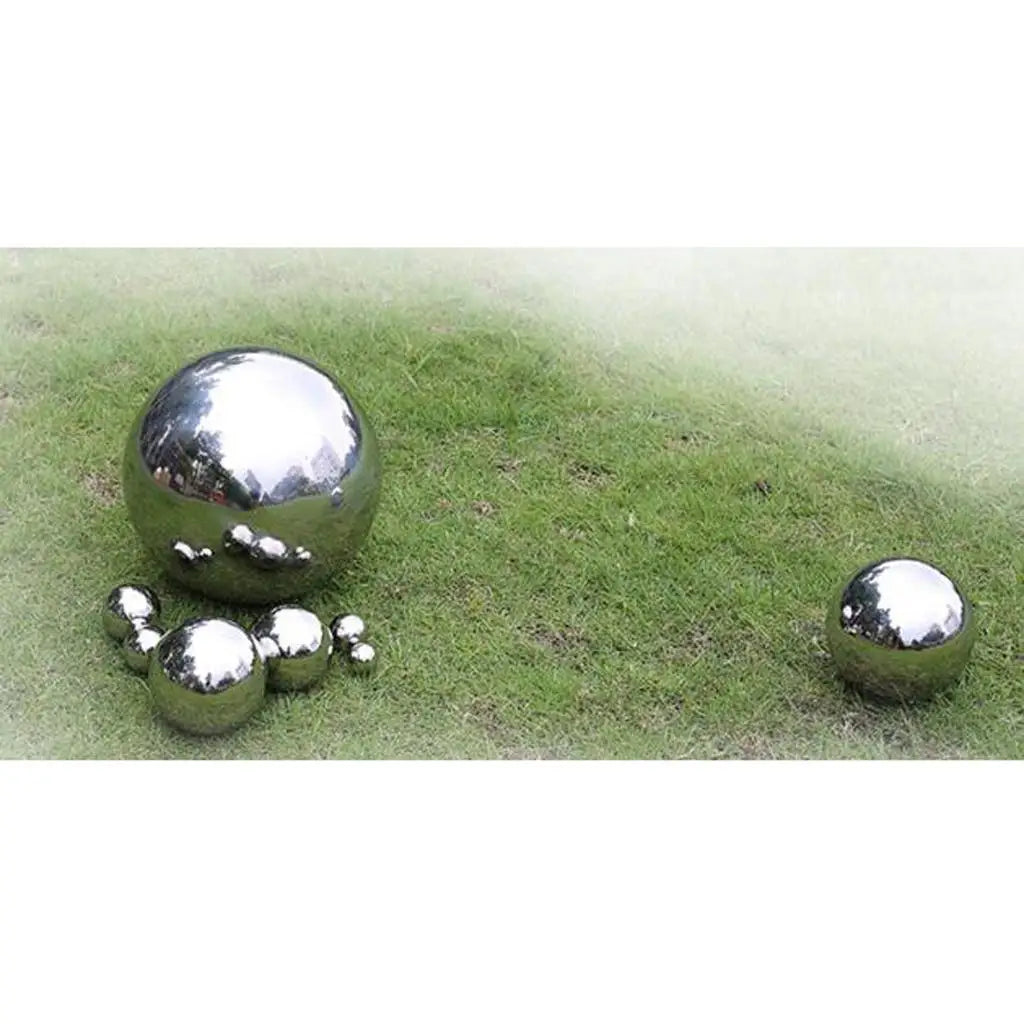 Stainless Steel Balls Modern Metal Garden Decor Shiny Ornament Sphere Zpaxo