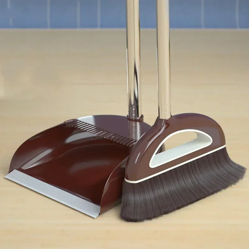 Magic Broom Plastic Dustpan Cleaning Tools Sweeper Wiper Floors Home Zpaxo Brown 2PCs