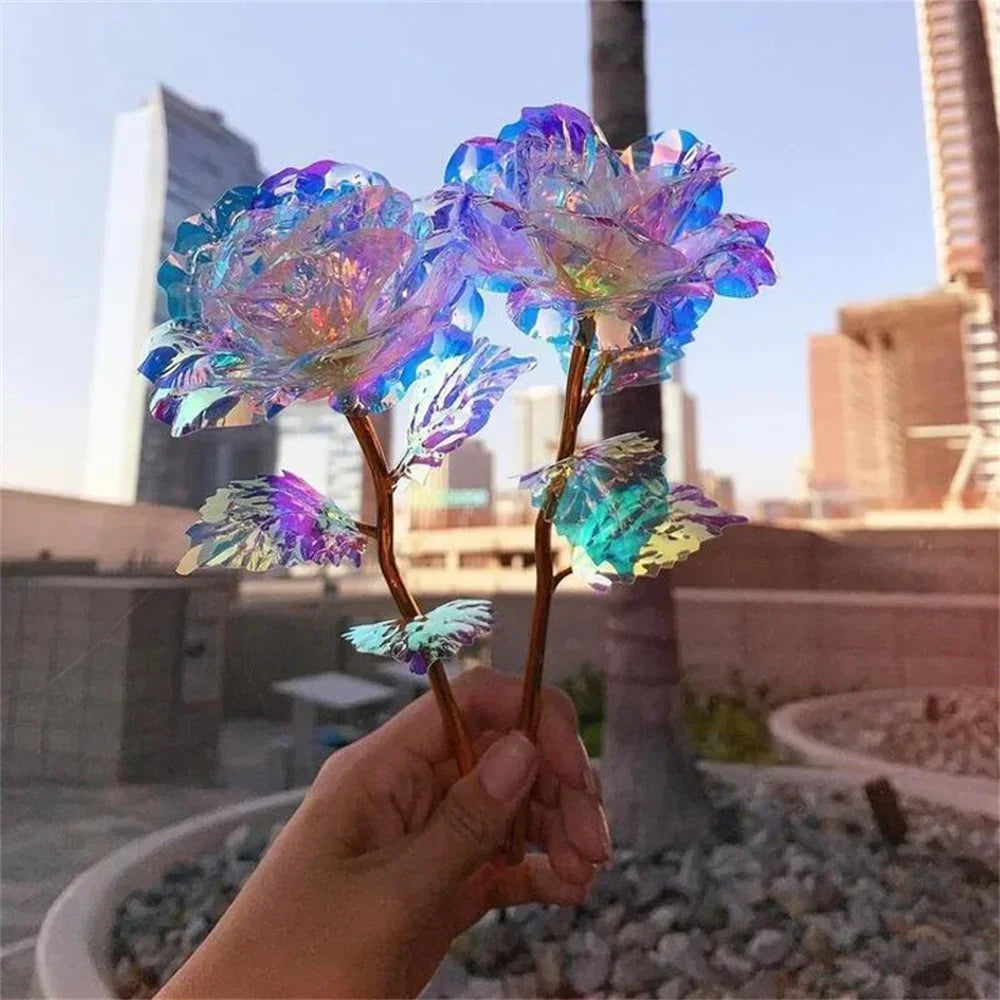 10PCS Valentine's Day Creative Gift 24K Foil Plated Rose Gold Rose Last Forever Love Wedding Decor Lover Roses Creative Gift Hot Zpaxo