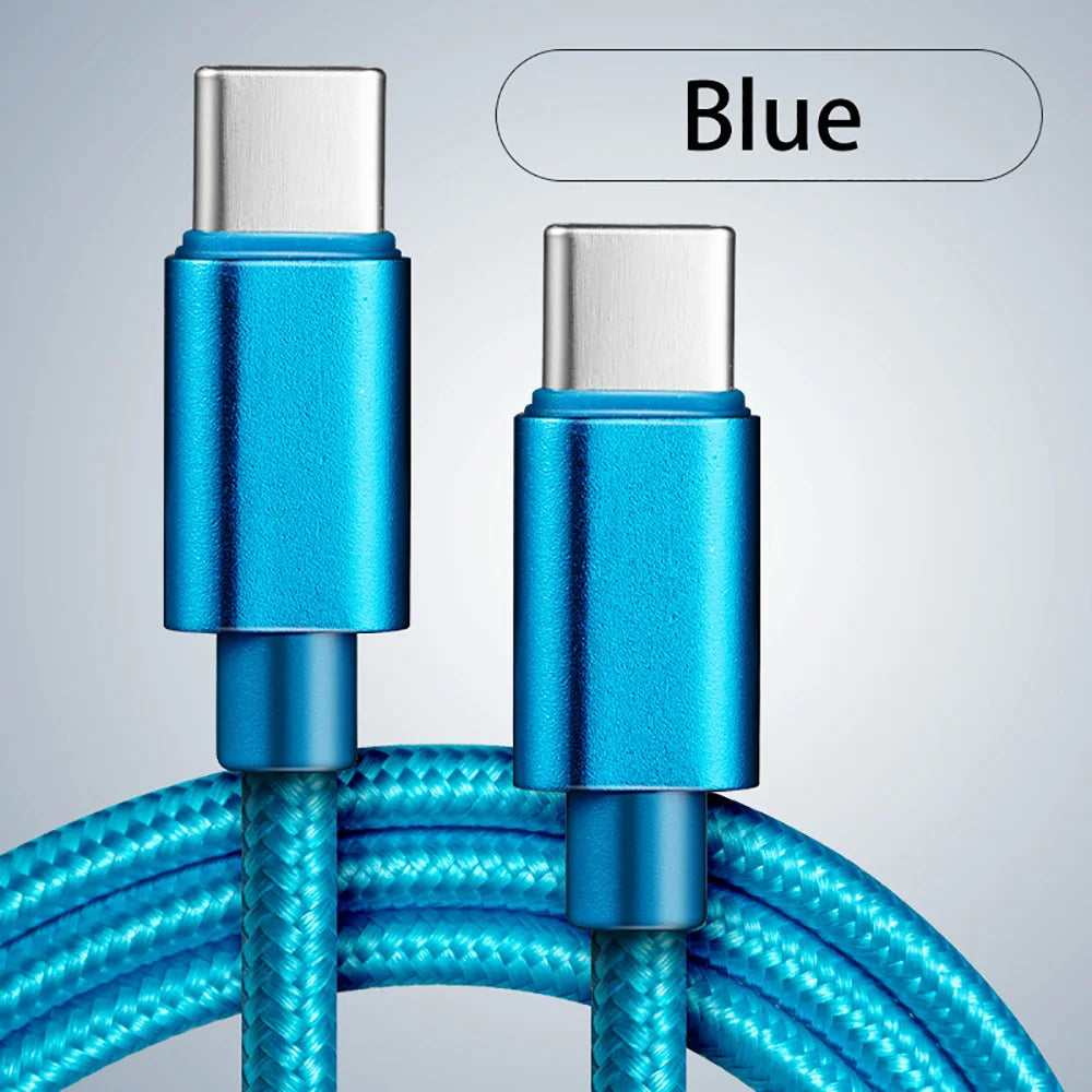 5A Fast Charging USB-C to C Nylon Cable 1m/2m/3m | 100W PD USB-C Charging Cable Zpaxo Blue 2m