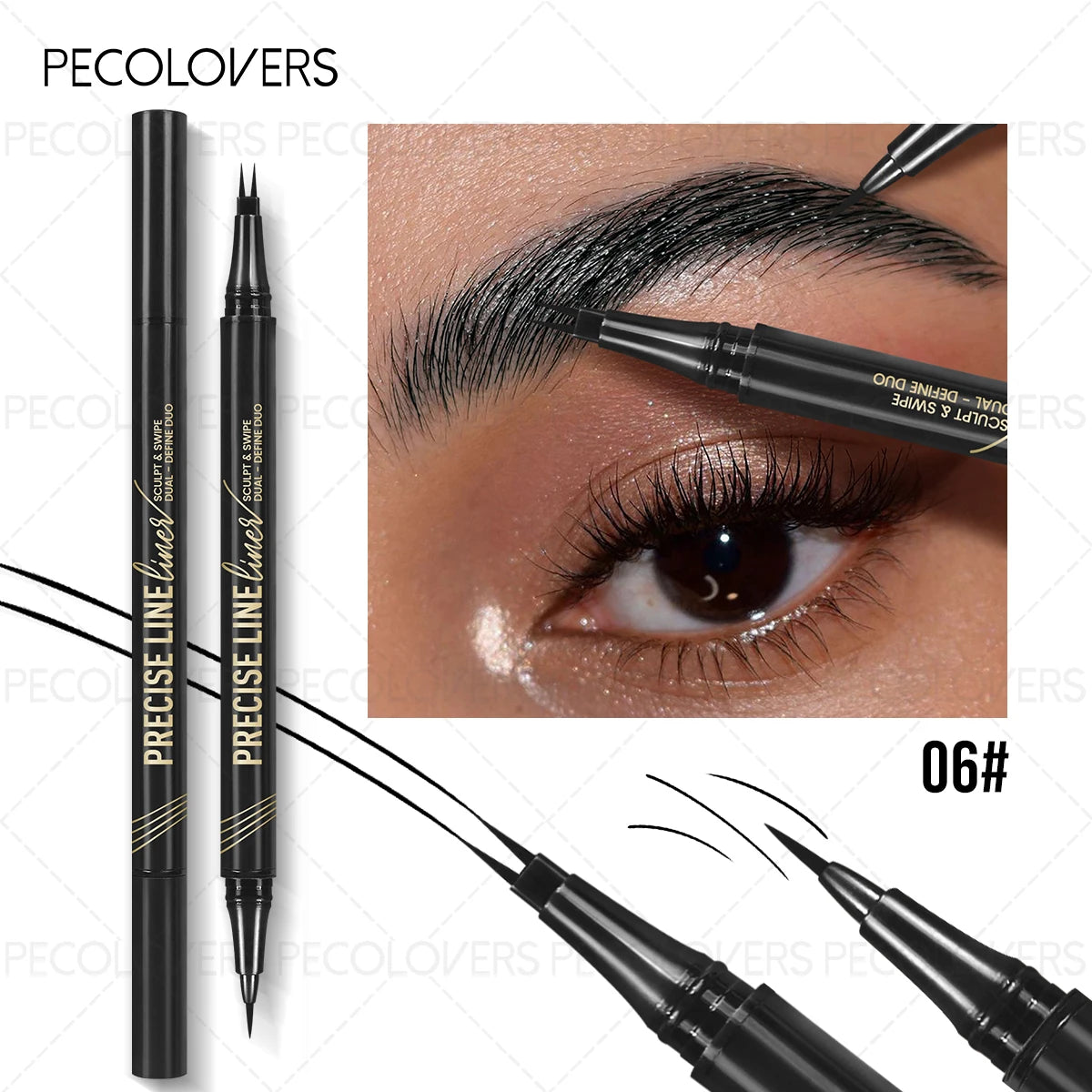 2 Forks Liquid Eyebrow Pencil Ultra-fine Eyebrow Tattoo Enhancer Waterproof Lasting Natural Eyelash Eyeliner Pen Makeup Cosmetic Zpaxo 06