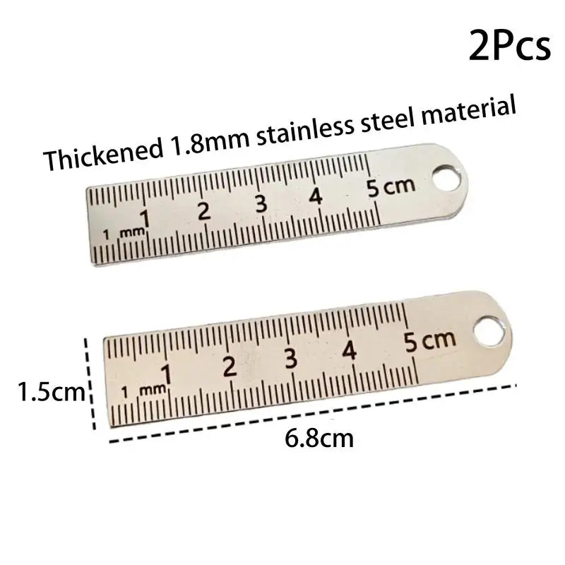 Mini Stainless Steel Ruler Keychain | 1-5cm Portable Measuring Tool Key Rings (Anti-loss Measuring Ruler) Zpaxo A 5cm-2pcs