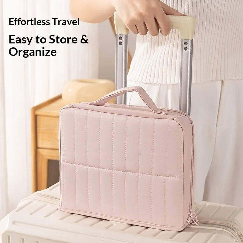 Zpaxo Large Waterproof Makeup Bag – Partitioned Travel Organizer Travel Makeup Bag Zpaxo