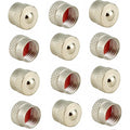 12-Pack Brass Tire Valve Stem Caps with Rubber Gasket | Universal