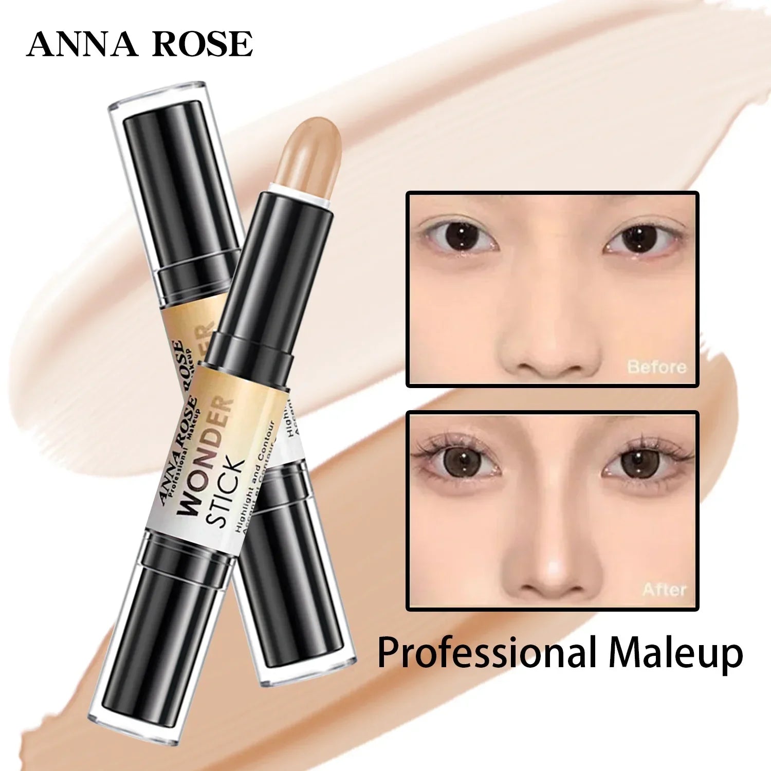 Double-ended Face Foundation Concealer Pen Highlighter Waterproof Zpaxo