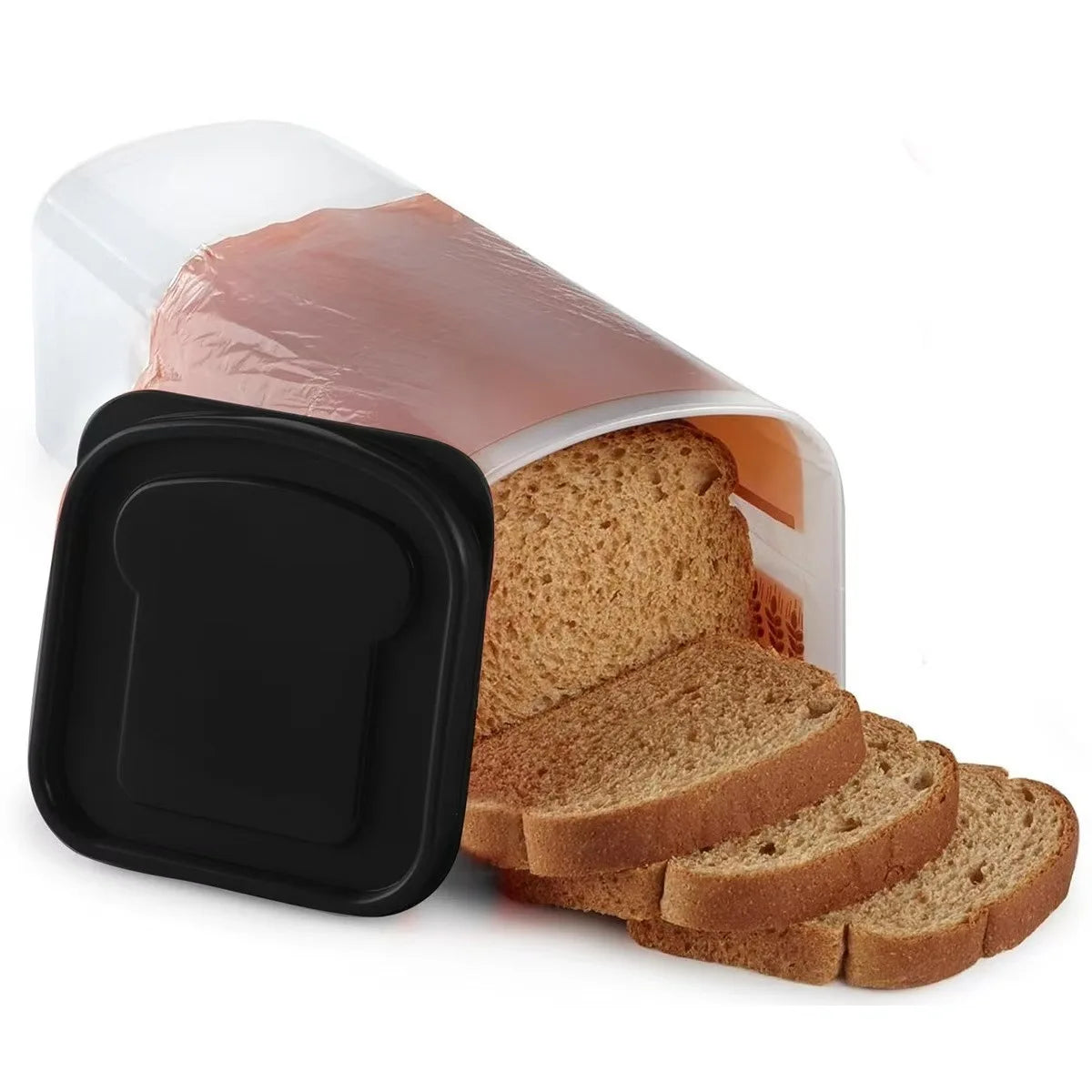 Airtight Clear Bread Box with Lid – Loaf & Sandwich Keeper Bread Storage Box Zpaxo Black S