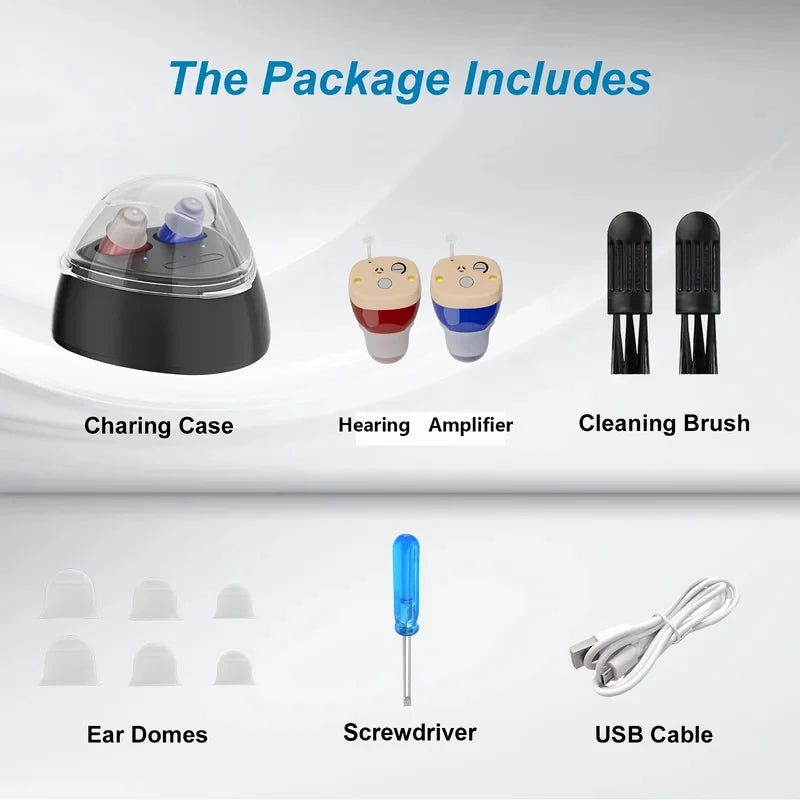 Portable Rechargeable Hearing Amplifiers Headphones Seniors Magnetic