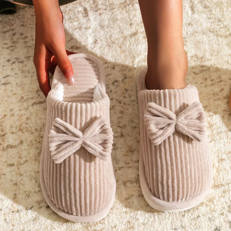 Fashion Women's Bow Slippers Fall Winter Indoor Bedroom Floor