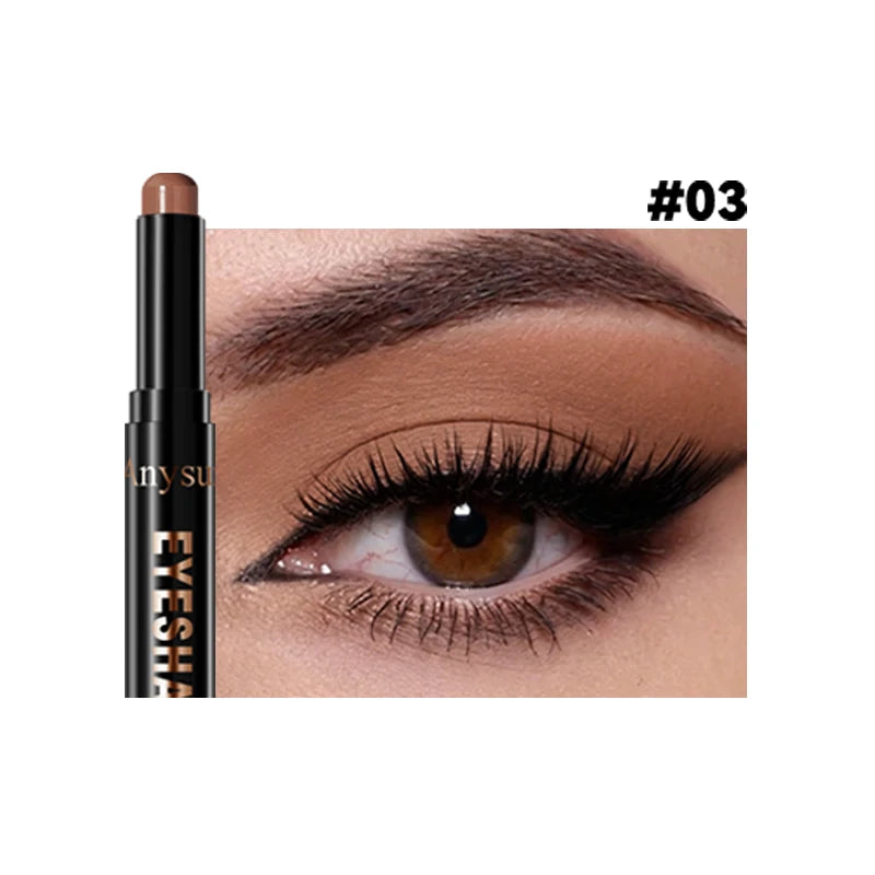 Pearl Metallic Eyeshadow Stick Sparkle Highlight One-Swipe Lazy Eye Shadow Highlighter Brightener Bold Multicolor 3D Eyes Makeup Zpaxo 03