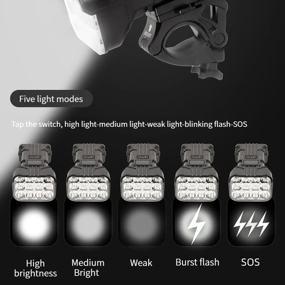 2 In1 12LED Bicycle Light with Horn Bike Headlight Power Bank Flashlight Handlebar USB Charging MTB Road Cycling Highlight Zpaxo