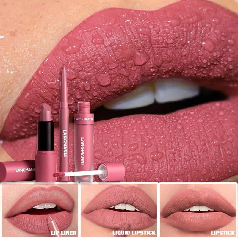 Lip Liner Lipstick Waterproof Long-lasting Gloss Matte Velvet Nude