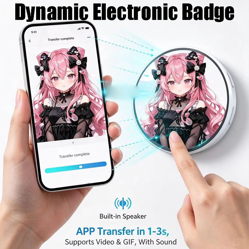 Dynamic Electronic Badge HD Touch Screen Digital Photo Display Pin