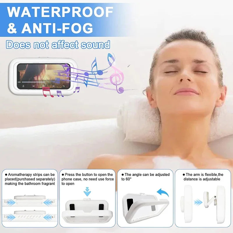Fixed Universal Waterproof and Anti-fog Mobile Phone Case for Bathroom Shower Phone Holder Waterproof Can Touched Shower Phone Zpaxo