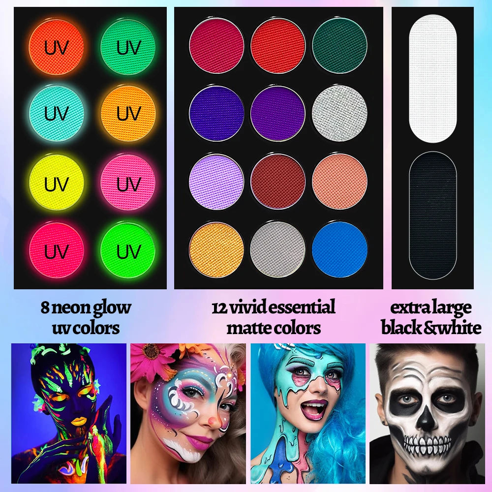 22 Face Body Oil Painting Palette Art Cosplay Non Toxic Safe Makeup Zpaxo
