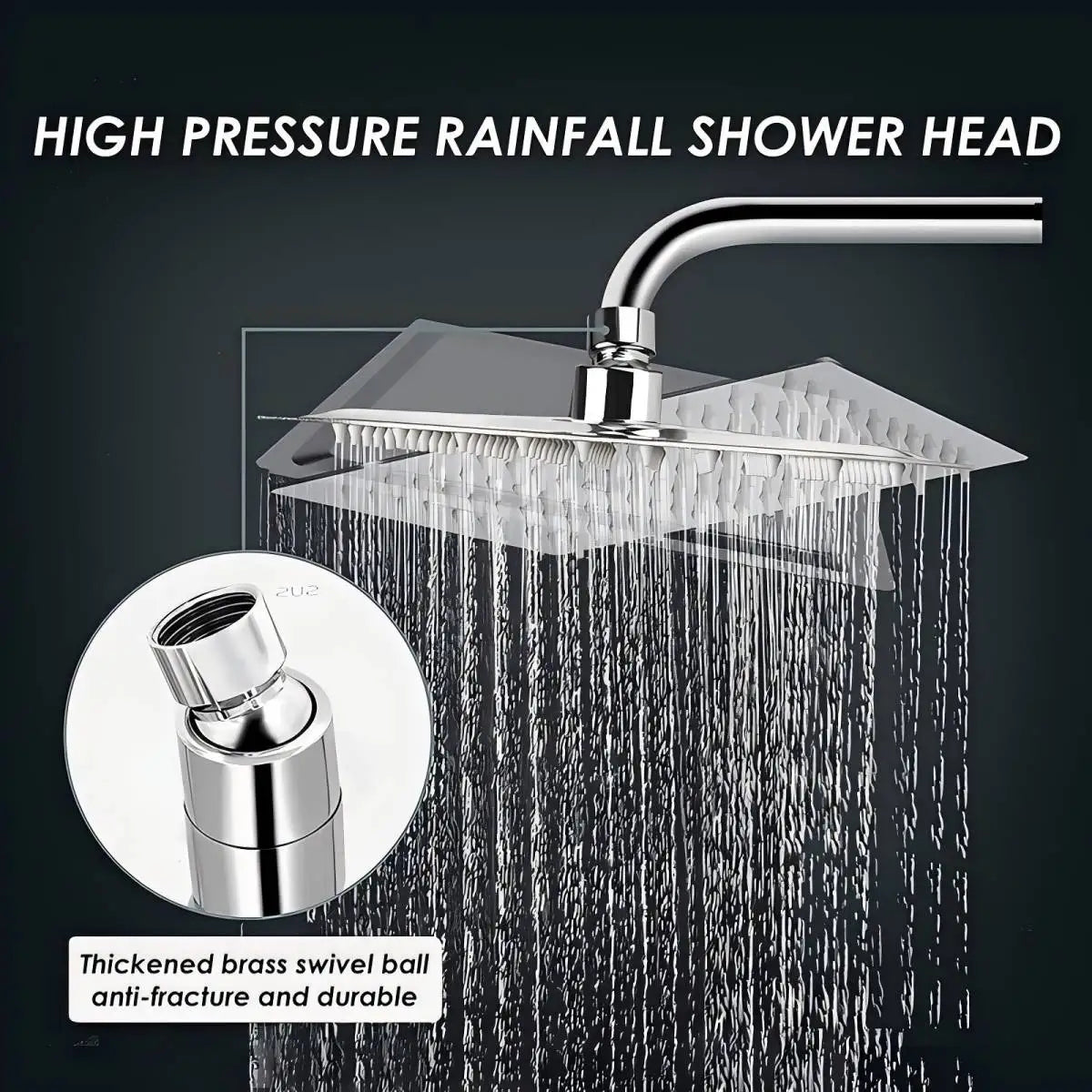 Rain Shower Head 304 Stainless Steel Square Spray Ultra-thin