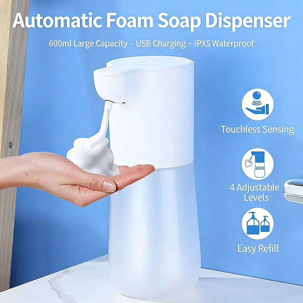 Touchless Automatic Foam Soap Dispenser USB Rechargeable 600ml Foam Soap Dispenser Zpaxo