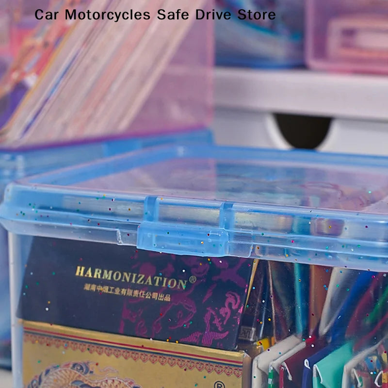CMINS Transparent Plastic Storage Box Photocards Holder Desk