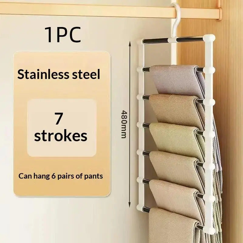 1 Multi-layer Pants Hanger Space Saving Closet Organizer Foldable Zpaxo 1pc