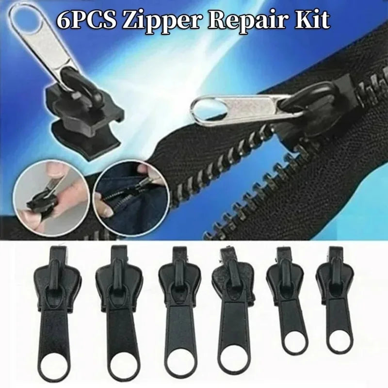 6-Pack Universal Zipper Repair Kit – S/M/L Replacement Sliders