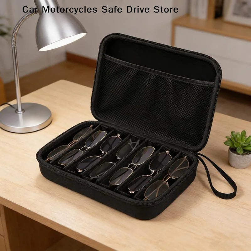 6 7 Compartment Adjustable Glasses Storage Box Portable Organizer