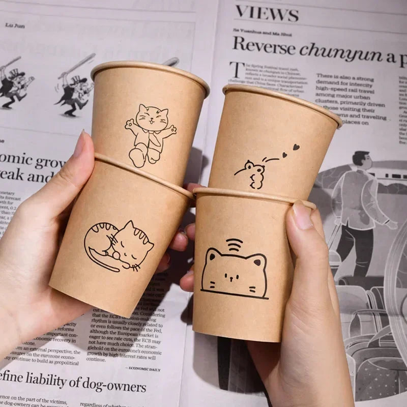 50-Pack 250ml Biodegradable Disposable Paper Cups – Coffee & Party Disposable Paper Cups Zpaxo B 50pcs