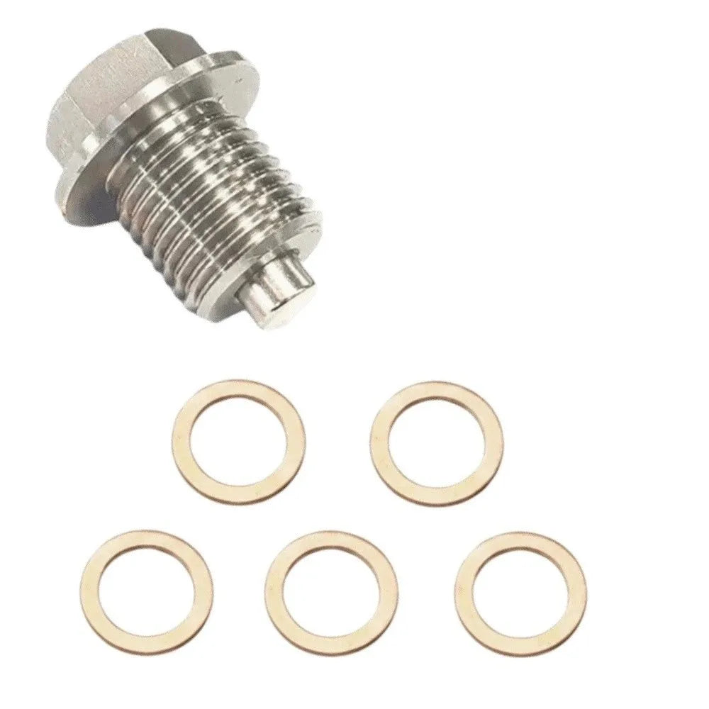 M12 M14 M16 M18 M20 Magnetic Oil Drain Plug Stainless Steel Magnetic Sump Drain Nut Bolt Copper Gasket 5Pcs Copper Gasket Zpaxo M20X1.5