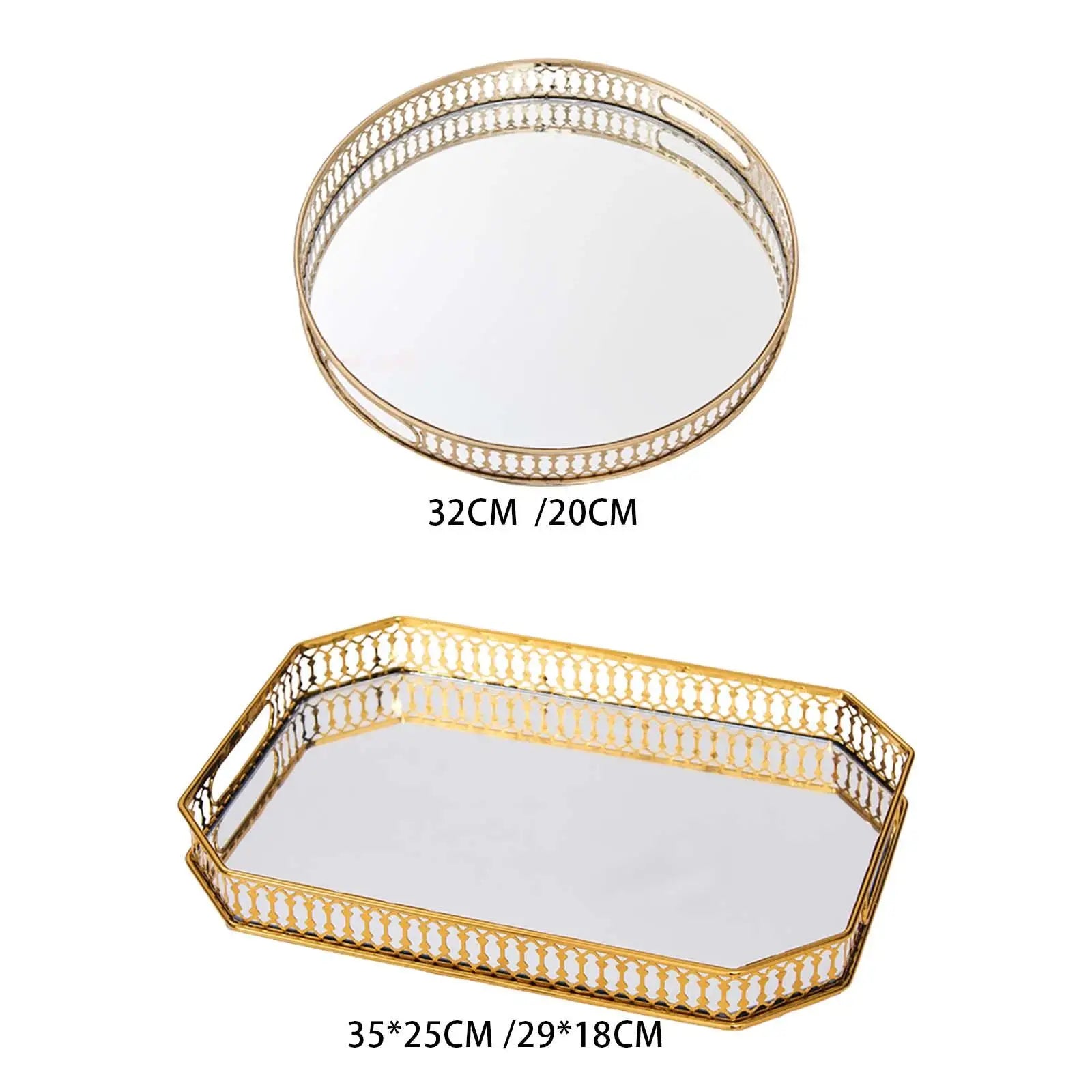 Vanity Tray Jewelry Tray Cosmetic Hollow Handle Makeup Organizer for Cosmetics Dressing Room Countertop Bathroom Breakfast Zpaxo