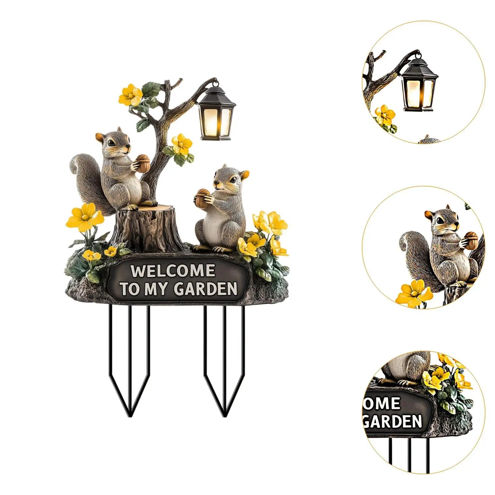 Cute Squirrel Decorative Garden Stake Acrylic Ornament Backyard Patio Zpaxo