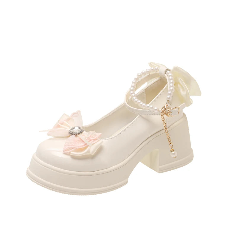 2026 Spring Autumn Women's Elegant Bow Pearl Embellishment Single Zpaxo