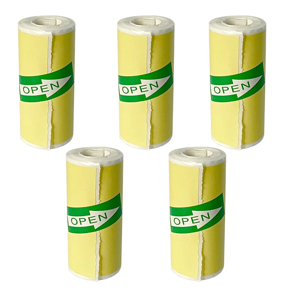 5 Rolls Colorful White Mini Printer Self-Adhesive Paper, 57mm Adhesive Thermal Printing Paper, Office Label Paper Printing Paper Zpaxo yellow self-adhesive
