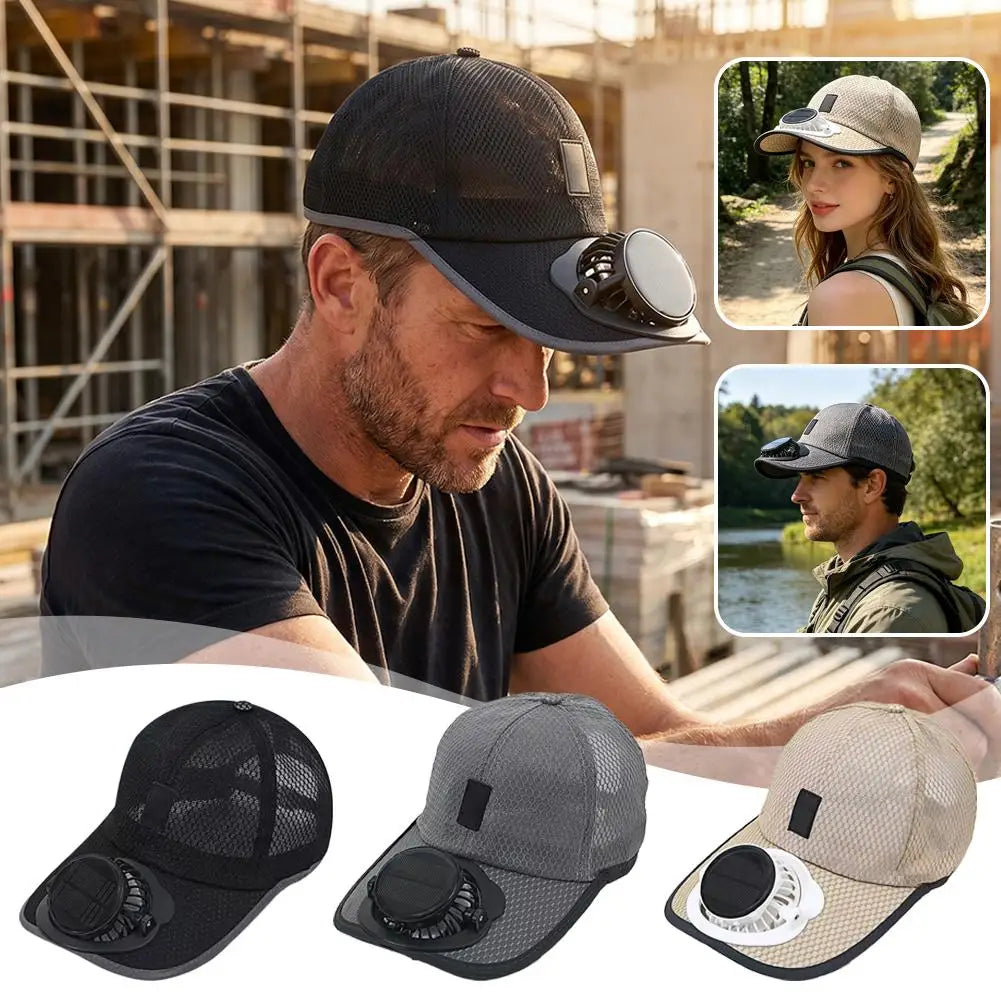 2026 Solar USB Dual Power Fan Baseball Cap Breathable Mesh Sun Protection Cooling Hat for Summer Outdoor Sports Zpaxo